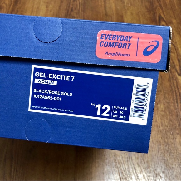 ASICS Gel-Excite 7 black/Rose Gold Size 12 NWT - Picture 3 of 7